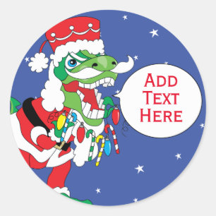 Christmas Stickers TySANTAsaurus Rex 3 Personalize