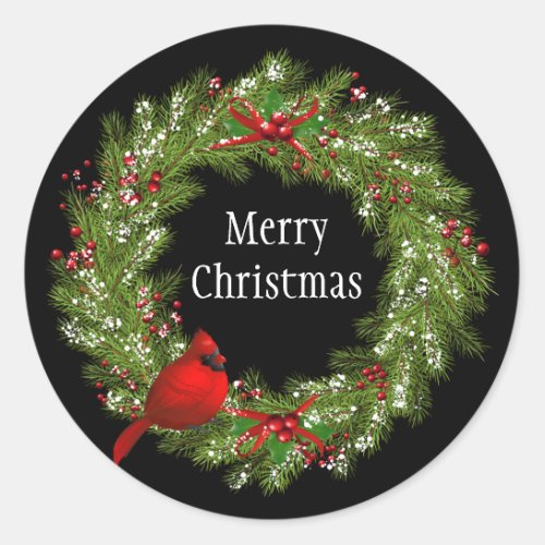 Christmas Stickers_Wreath Classic Round Sticker