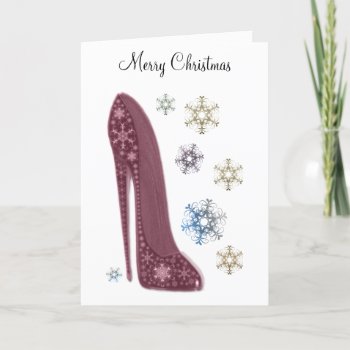 Christmas Stiletto And Snowflakes Art Gifts Holiday Card by shoe_art at Zazzle