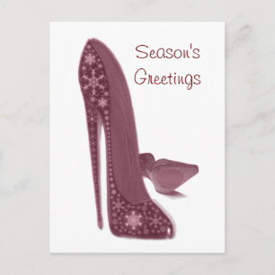 Christmas Stiletto High Heel Shoes Art Holiday Postcard