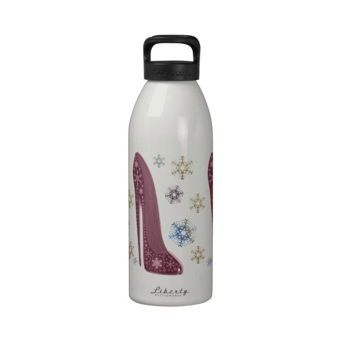 Christmas Stiletto Shoes and Snowflakes Art Reusable Water Bottles