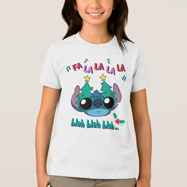 Christmas Stitch | Fa La La La La Tri-Blend Shirt (Front)