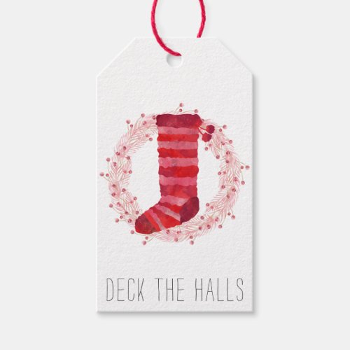 Christmas Stocking And Wreath  Gift Tags
