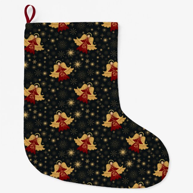 Christmas stocking - Angels & Starry Snowflakes  (Front)
