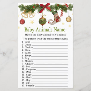 christmas stocking Baby Animals Name Game