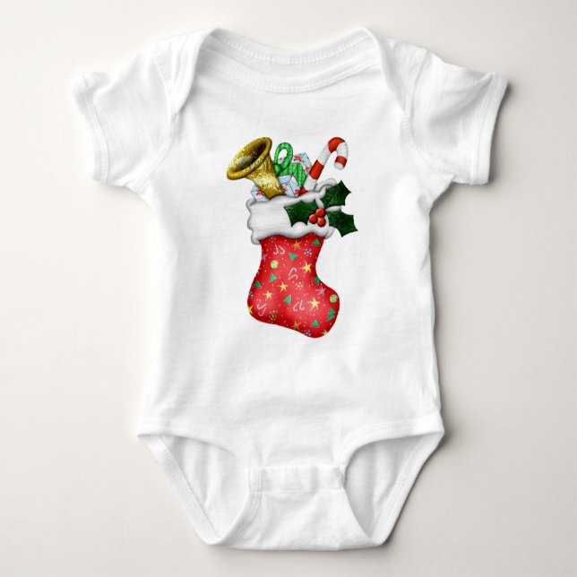Christmas Stocking Baby Bodysuit (Front)