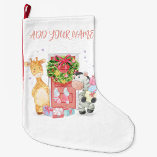 CHRISTMAS STOCKING : BABY GIRAFFE & ZEBRA