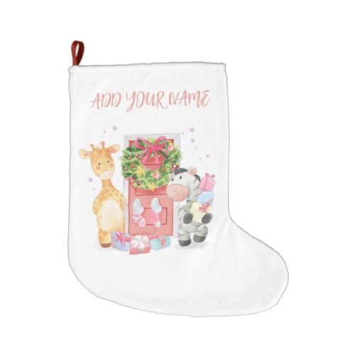 CHRISTMAS STOCKING   BABY GIRAFFE  ZEBRA