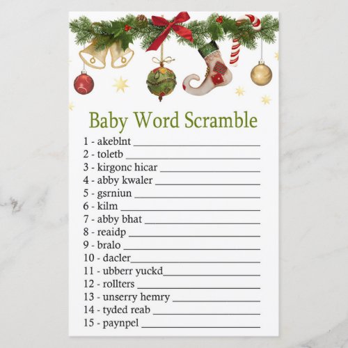 christmas stocking Baby word scramble game