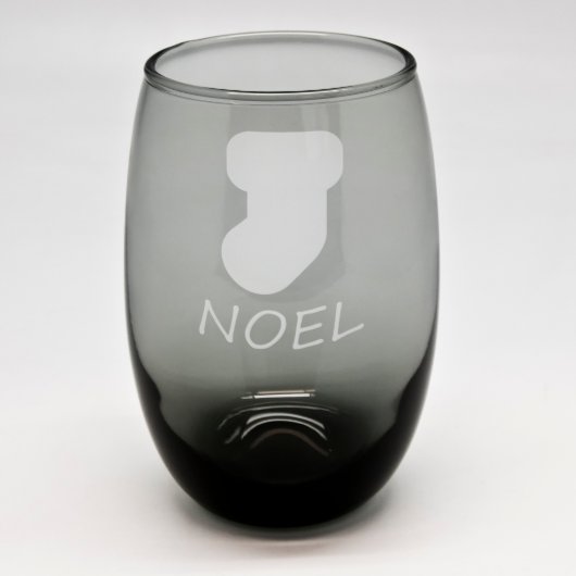 Christmas Stocking Black Stemless Wine Glass (Front)