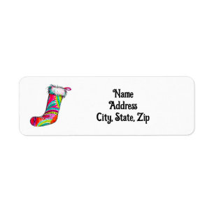 Christmas Stocking Boho Cute Pink Holiday Address Label