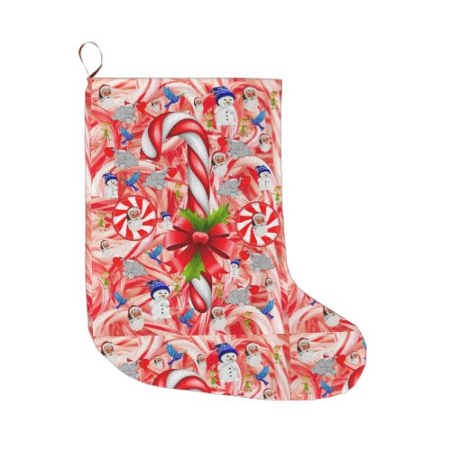 Christmas Stocking Candy Cane Large Christmas Stocking