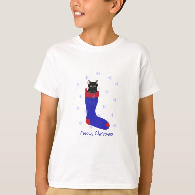 Christmas Stocking Cat, Meowy Christmas, shirts (Front)