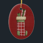 Christmas Stocking Ceramic Christmas Ornament<br><div class="desc">Text can be added to this ornament to make a personalized holiday gift. If you need help,  just click on the contact link below to send the designer a personal detailed message.</div>