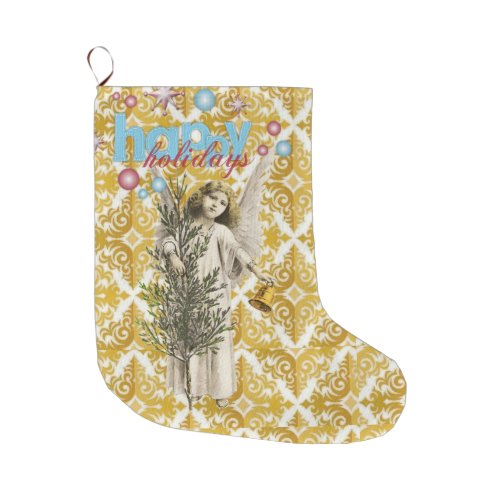 Christmas Stocking Christmas Angel Happy Holidays Large Christmas Stocking