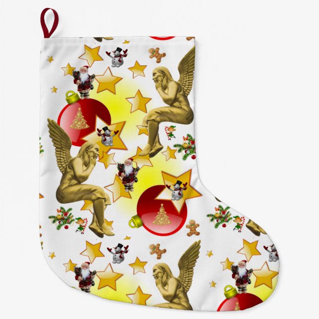 Christmas Stocking, Christmas Angel Large Christmas Stocking (Front)