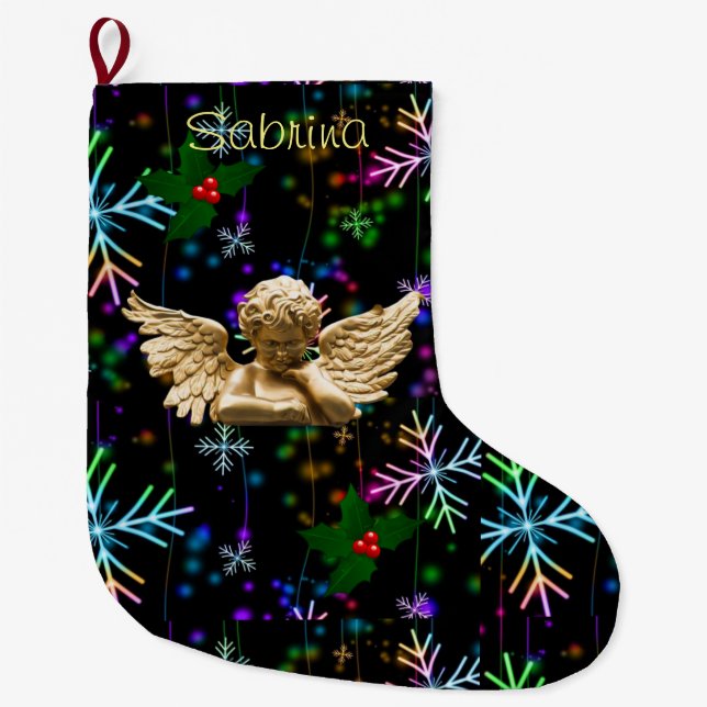 Christmas Stocking, Christmas Angel Large Christmas Stocking (Front)