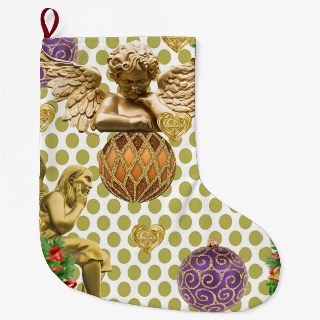 Christmas Stocking, Christmas Angel Large Christmas Stocking (Front)