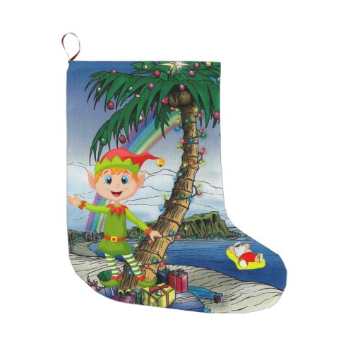 Christmas Stocking Christmas Beach Elf Large Christmas Stocking