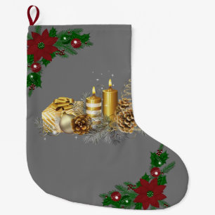 Christmas Stocking, Christmas Candle Large Christmas Stocking