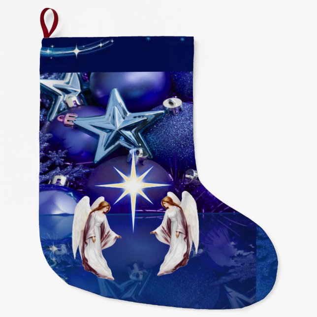 Christmas Stocking, Christmas Candle Large Christmas Stocking (Front)