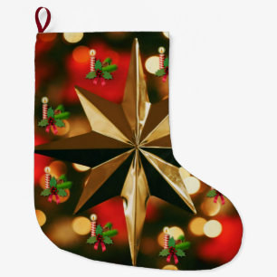 Christmas Stocking, Christmas Candle Large Christmas Stocking