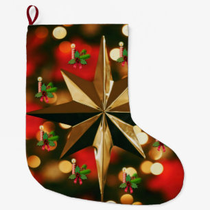 Christmas Stocking, Christmas Candle Large Christmas Stocking