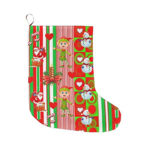 Christmas Stocking Christmas Elf Large Christmas Stocking