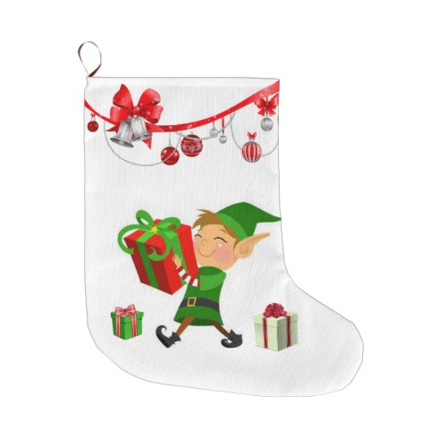 Christmas Stocking Christmas Elf Large Christmas Stocking