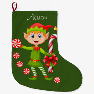 Christmas Stocking, Christmas Elf Large Christmas Stocking