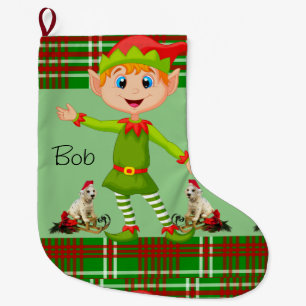 Christmas Stocking, Christmas Elf Large Christmas Stocking