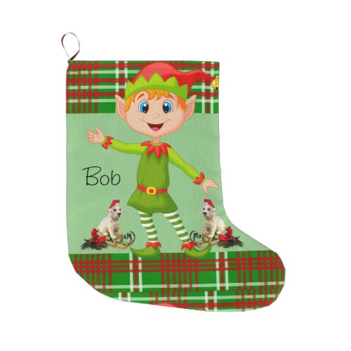 Christmas Stocking Christmas Elf Large Christmas Stocking