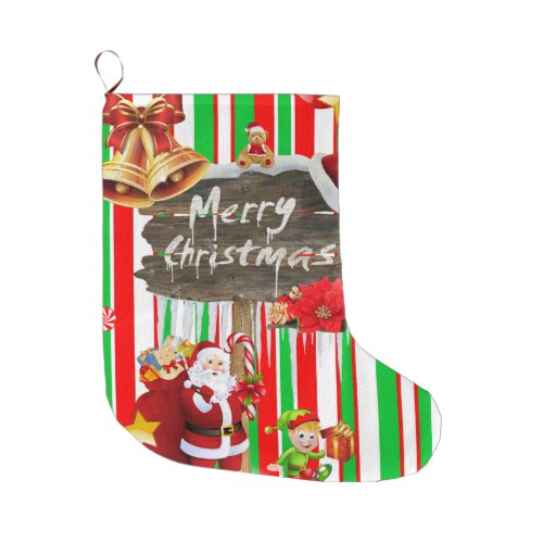 Christmas Stocking Christmas Elf Santa Large Christmas Stocking