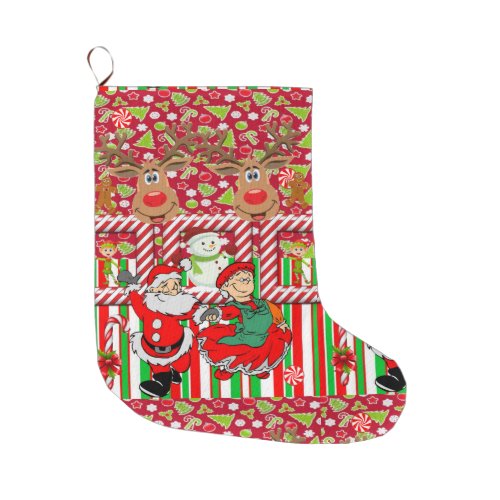 Christmas Stocking Christmas Elf Santa Snowman Large Christmas Stocking