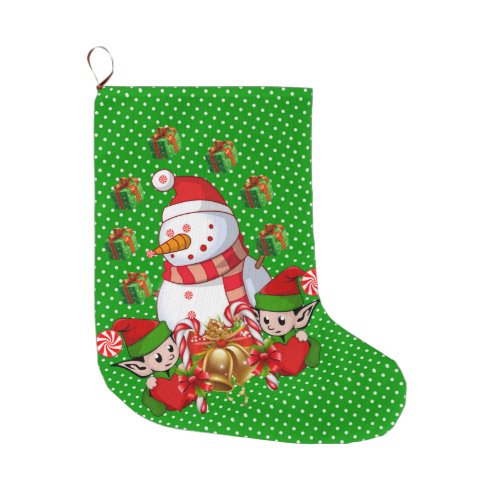 Christmas Stocking Christmas Elf Snowman Large Christmas Stocking