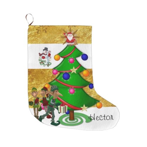 Christmas Stocking Christmas Elf Snowman Large Christmas Stocking