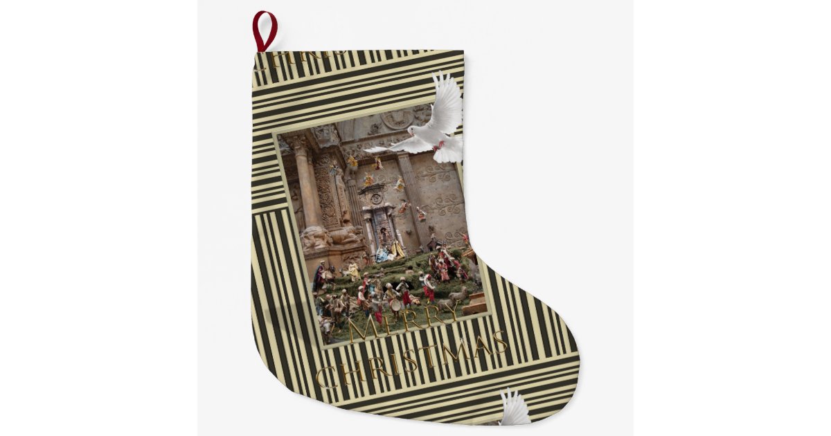 Christmas Stocking, Christmas Jesus Nativity Large Christmas Stocking ...