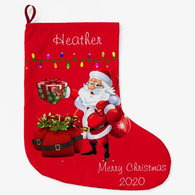 Christmas Stocking, Christmas Santa Large Christmas Stocking (Front)