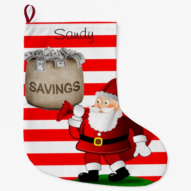 Christmas Stocking, Christmas Santa Large Christmas Stocking (Front)
