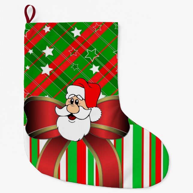 Christmas Stocking, Christmas Santa Large Christmas Stocking (Front)