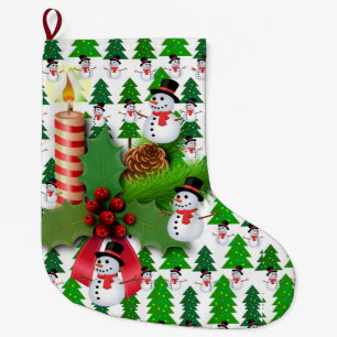 Christmas Stocking, Christmas Snowman Large Christmas Stocking