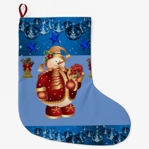 Christmas Stocking, Christmas Snowman Large Christmas Stocking