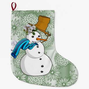 Christmas Stocking, Christmas Snowman Large Christmas Stocking