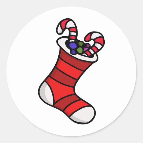 Christmas stocking classic round sticker