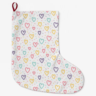Christmas Stocking, Colorful Hearts Love Large Christmas Stocking