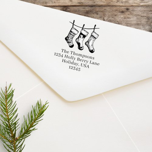 Christmas Stocking Custom Return Address Self_inking Stamp