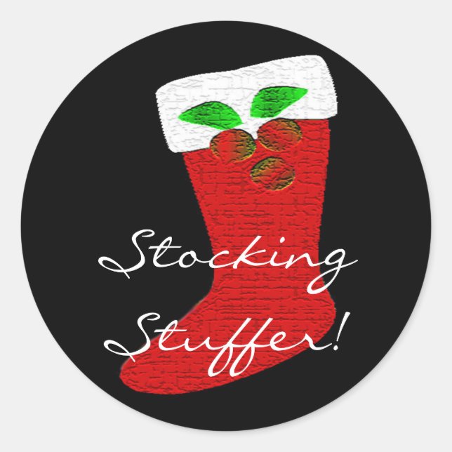 Christmas Stocking Customizable Classic Round Sticker (Front)