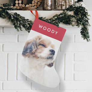 Christmas Stocking   Dog Photo Modern Stylish Red
