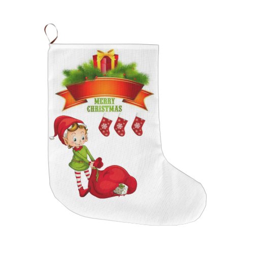 Christmas Stocking Elf Large Christmas Stocking