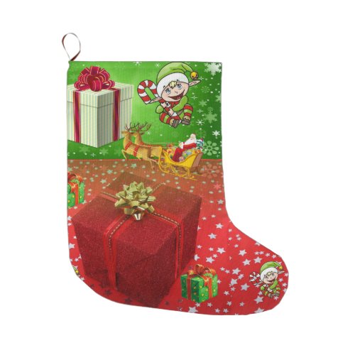 Christmas Stocking Elf Large Christmas Stocking